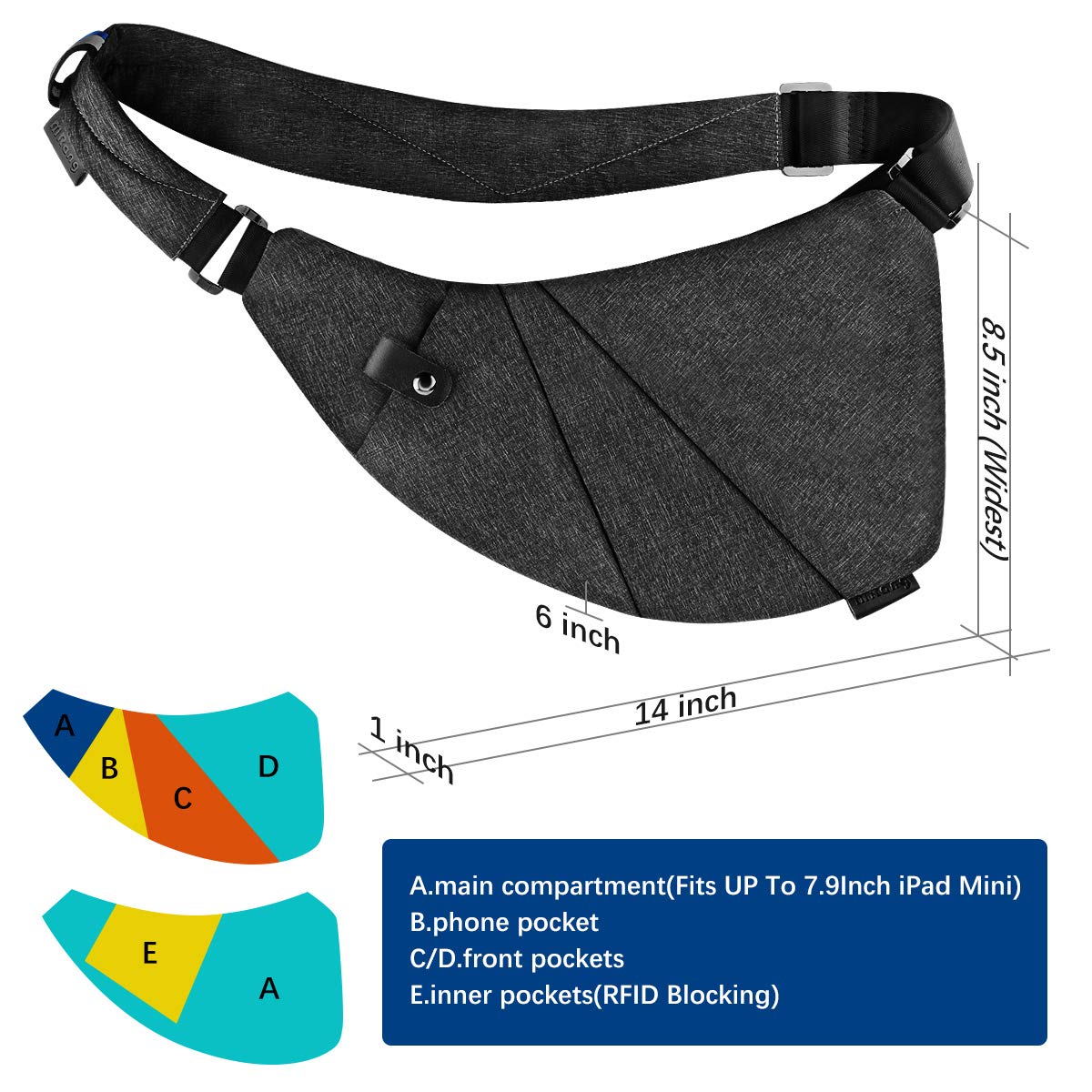 Sling Crossbody Bags Trendy Travel Anti Theft Safe Purse Bags for Women Men Waterproof