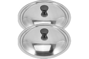 RUNROTOO 2pcs 12 Inch Frying Pan Lid Stainless Steel Pan Lid Sturdy and Practical for Home and Restaurant
