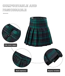 Women's Pleated Skirt Green Plaid High Waisted Golf