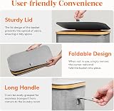 Lifewit 50L Slim Laundry Basket with Lid Grey Narrow Foldable Hamper view 5