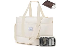 LOVEVOOK Travel Duffle Bag, Weekender Bags for Women with Shoes Compartment, Gym Duffel Bag Carry on Overnight Travel Bags with Toiletry Bag, Tote Hospital Bag for Women Labor Delivery, 3Pcs Set