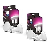Philips Hue Smart 85W BR30 LED Bulb, 4-Pack | White &amp; Color Ambiance, Color-Changing Light, 1200 Lumens, E26, Indoor, Control with Hue App