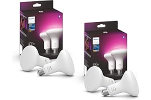 Philips Hue Smart 85W BR30 LED Bulb - White and Color Ambiance Color-Changing Light - 4 Pack - 1200LM - E26 - Indoor - Control with Hue App - Works with Alexa, Google Assistant and Apple Homekit.
