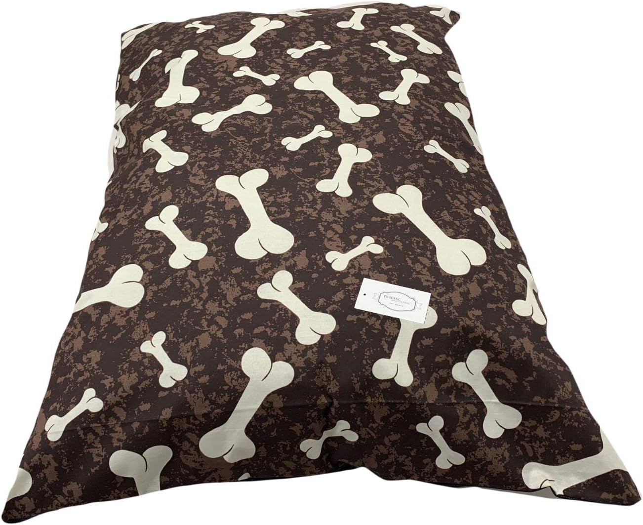 Trading Innovation Dog Bed Supplies Removable Zip Cover with Inner Cushion | Soft & Cosy Cushion | Cute Design | Easy Clean & Machine Washable Pet Bed Pillow with Cover (Large, Brown Bones)
