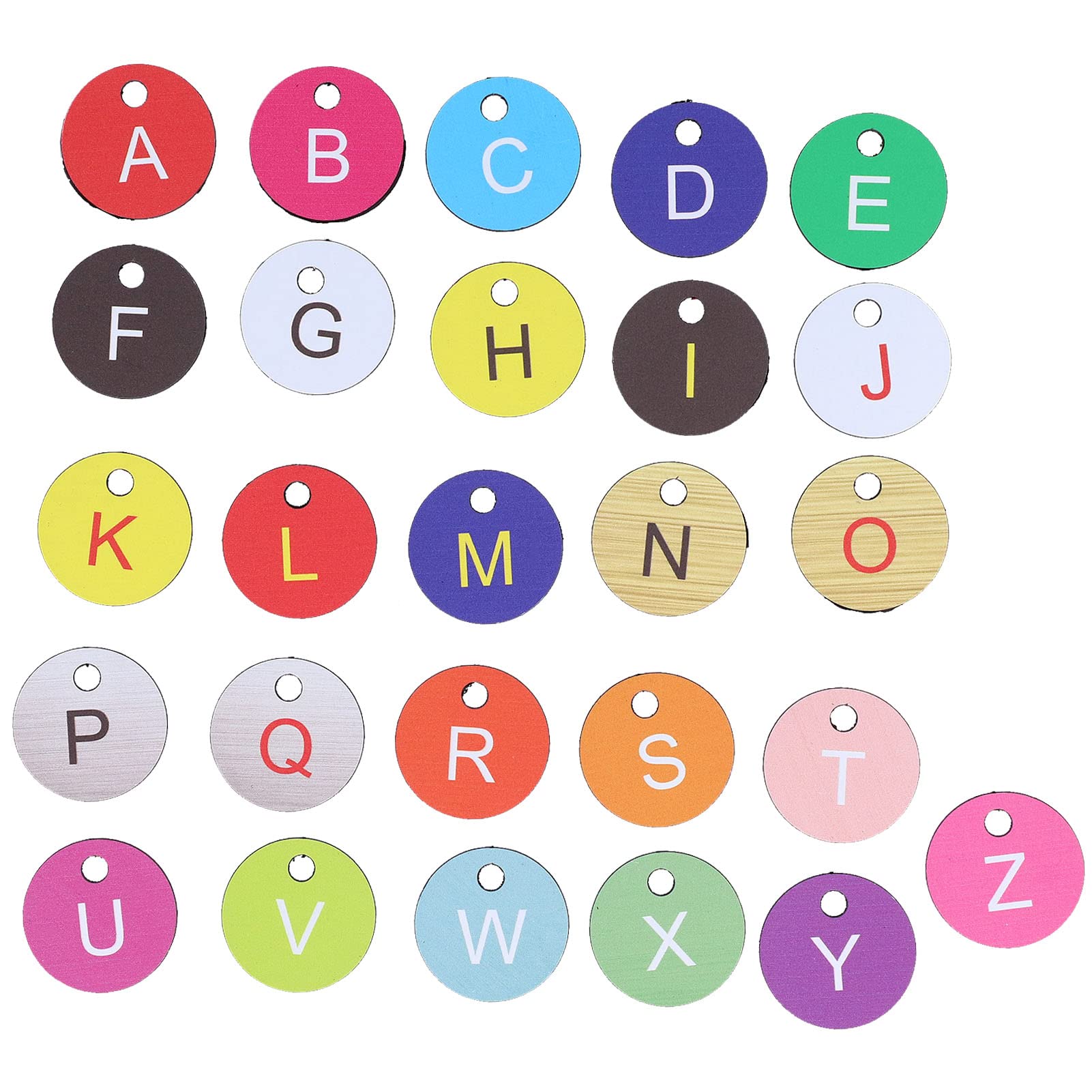 TOPINCN 26PCS Numbered Tag Marker, Round Alphabet Tag Engraved Letter Tags Beekeeping Accessory for Beekeeping Animal Husbandry Gardens(Rainbow)