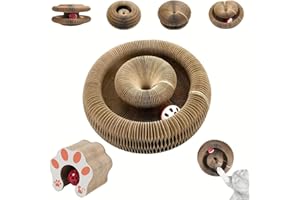 Cat Scratch Board Magic Organ, Compact Cardboard Accordion Scratcher with Bell Ball, Interactive Indoor Play and Exercise, 1P