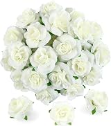 Kesote Creamy White Artificial Rose Heads 50pcs 4cm Bouquet Wedding Decor