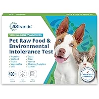 5Strands Pet Raw Food Intolerance and Environmental Test, at Home Dog or Cat Hair Sample Collection Kit, Accurate for All Age