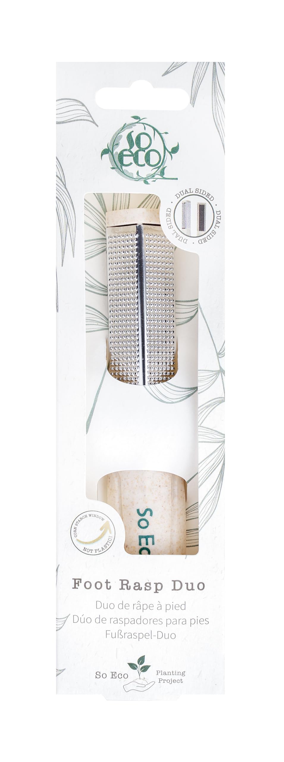 So Eco Biodegradable Double-Sided Foot Rasp – Eco-Friendly Pedicure Foot File for Callus Removal & Smoother Heels, Vegan & Cruelty Free