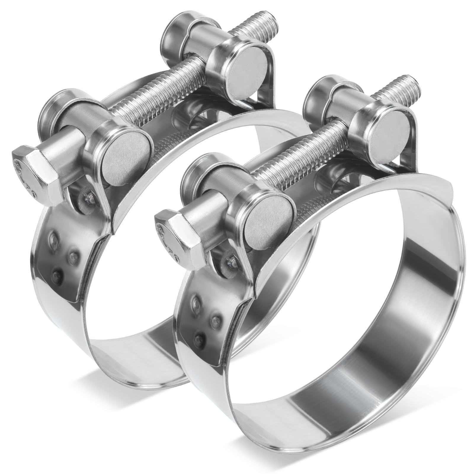 Fomiata 2Pcs 201 Stainless Steel T-Bolt Hose Clamps,Clamp Range 68-73mm ， Band Width 24mm (68-73mm 2pcs)