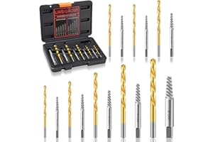 LINGIGAOUT 16PCS Screw Extractor Set with Left Handed Drill Bits Easy Out Bolt Remover Kit for Stripped Broken Damaged Rusted Screws and Rounded-Off Bolts