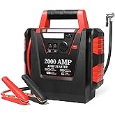 Jump Starter with Air Compressor,2000A Car Battery Jumper Starter 260 PSI Tire Inflator,6 in 1 Auto Lead-Acid Battery Booster Jump Starter for Up to 10.0L Gas or 8.0L Diesel with LED Light