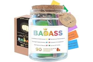 MUSEMORY Badass Affirmation Jar, 90 Daily Affirmation Jar for Women, Positive Affirmation Cards, Motivational Cards, Daily Affirmations, Words of Affirmation, Badass Gifts For Women