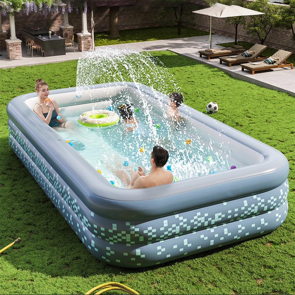 Photo 1 of YUEWO Inflatable Swimming Pool Family Full-Sized Kiddie Blow Up Pool for Toddlers, Kids & Adults Above Ground Lounge Pool for Garden, Backyard Water Party (2.6m/102in)