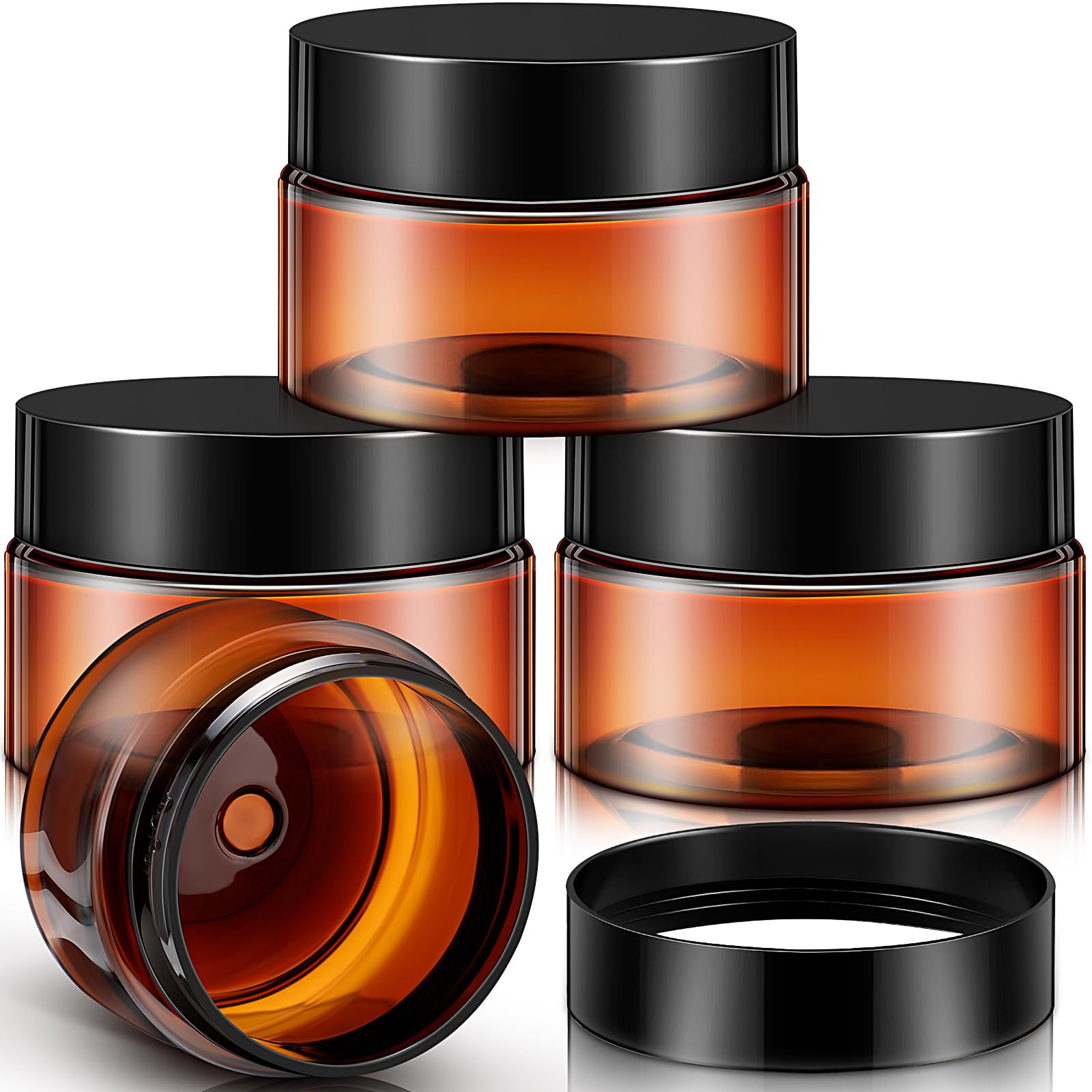 Photo 1 of Patelai 4 Pieces Round Wide-mouth Leak Proof Plastic Container Jars with Lids for Travel Storage Makeup Beauty Products Face Creams Oils Salves Ointments DIY Making(1 Ounce,Amber)