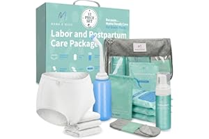 Mama & Wish® Postpartum Essentials Kit for Mom – Labor & Delivery Recovery Kit | Peri Bottle, Witch Hazel, Ice Pads, Disposab