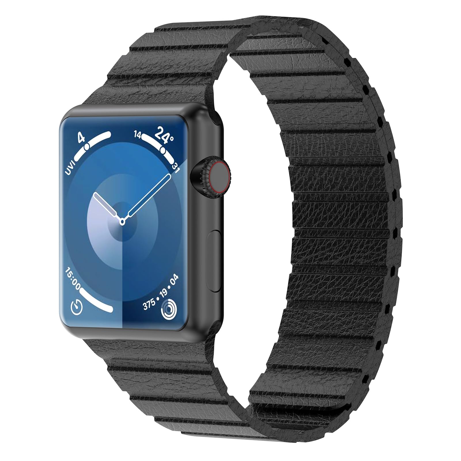 Synchro Bands Compatible with Apple Watch Leather Straps 49mm 45mm 44mm 42mm 41mm 40mm 38mm for Men Women, Magnetic Adjustable Link Strap for iWatch Ultra Series 9 8 7 6 5 4 3 2 1 SE