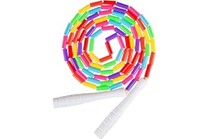 Fezog 2 Pack Rainbow Beaded Kids Jump Rope, Segmented Skipping Rope for Kids Adults, Tangle-Free Rope Skipping Child Jump Rope for Fitness Exercise Training