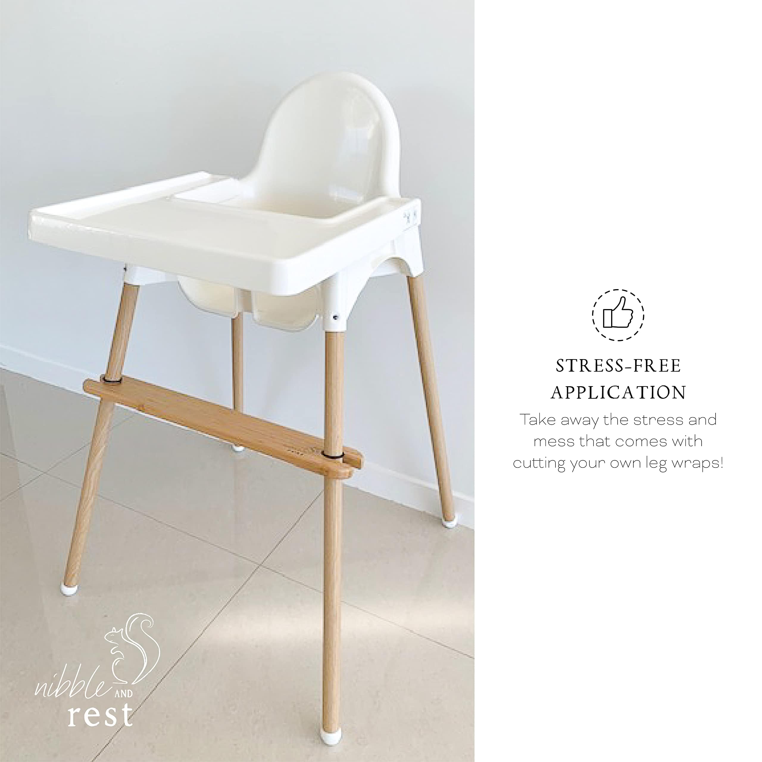 Highchair Decorative Leg Wraps, Bamboo Style, Highchair Accessories, Compatible with IKEA Antilop Highchair, Includes 4 Pre-Cut Adhesive Strips