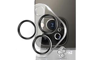 MONASAY 2 Pack Camera Lens Protector compatible for iPhone 15 Pro/iPhone 15 Pro Max[Anti-Scratch][Full Coverage] 9H Tempered Glass Built-in Aluminum Ring Camera Cover Film Case Friendly, Black