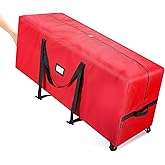 BALEINE 7.5 ft Rolling Christmas Tree Storage Bag, 2 Swivel Wheels for Easy Moving, Heavy Duty 600D Oxford Fabric Extra Large Artificial Christmas Tree Bag with Reinforced Carry Handles (Red)