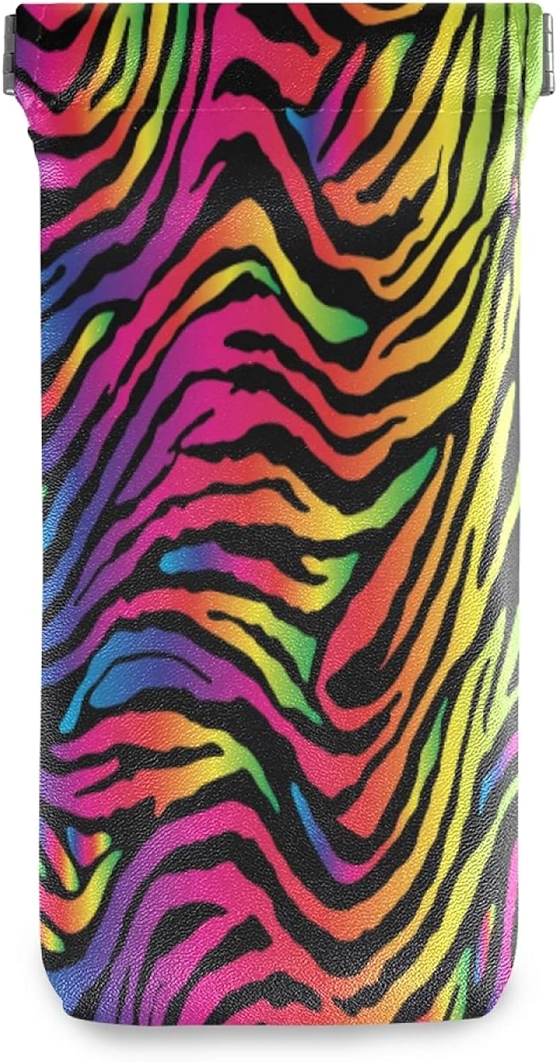 CCDMJ Colorful Zebra Print Sunglasses Pouch Squeeze Top Eyeglass Case