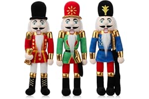 Soulchen 3 Pcs 16 Inch Christmas Nutcracker Stuffed Toy Plush Nutcracker Doll Soldier Figure Xmas Stuffed Animals for Holiday Party Gifts Decor Table Centerpieces(Soldier,Multicolor)