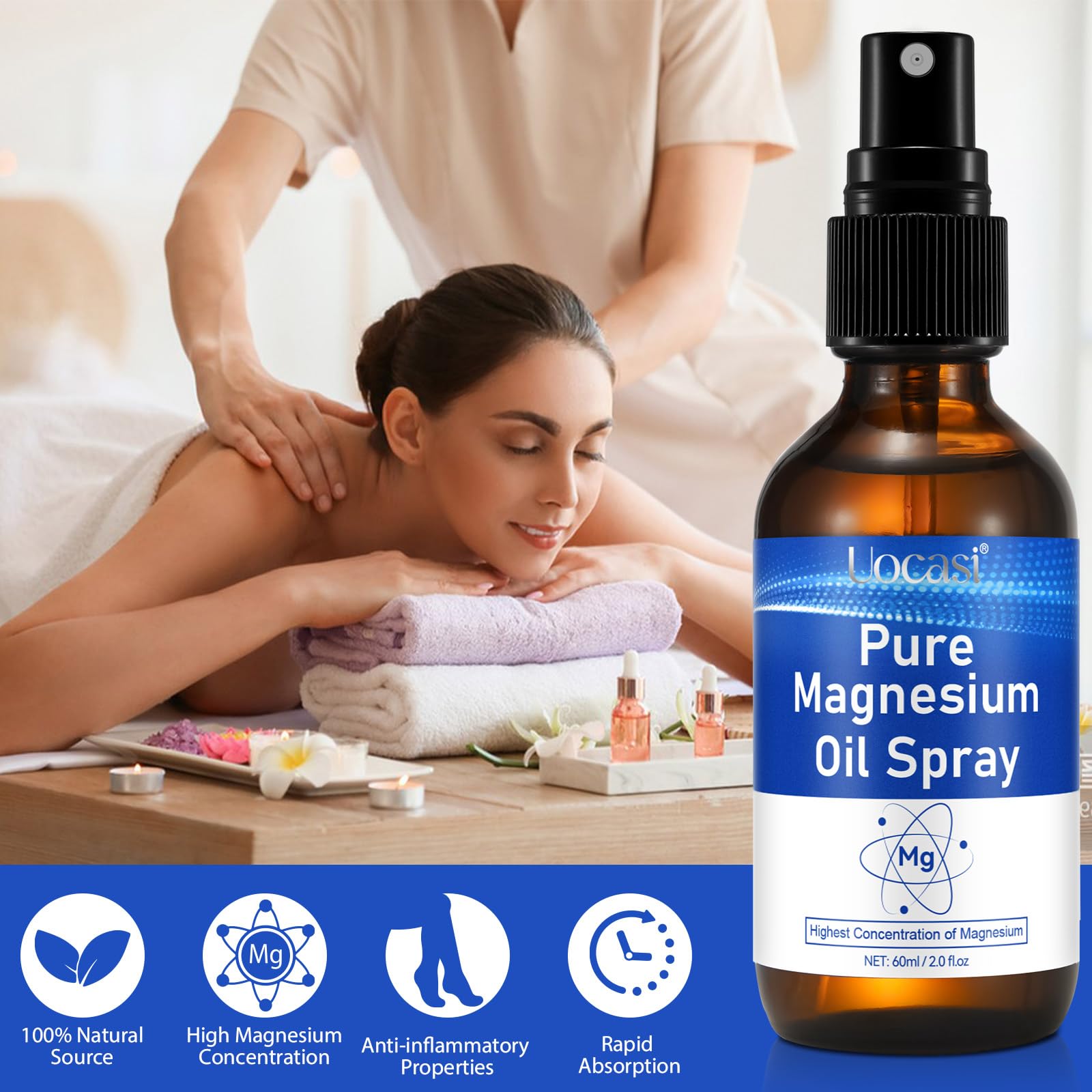 Xaarty Magnesium Oil for Feet, Pure Magnesium Oil Spray, Nourish The Skin, Unclog Pores, Alleviate Hair Loss, 2 Oz