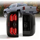 WOLFSTORM LED Tail Light Assembly for 2014-2018 Chevy Silverado 1500 | for 2015-2019 Silverado 2500HD/3500HD Replacement Rear Lights, Not Fit Silverado with Factory LED Tail Light, Smoke Lens