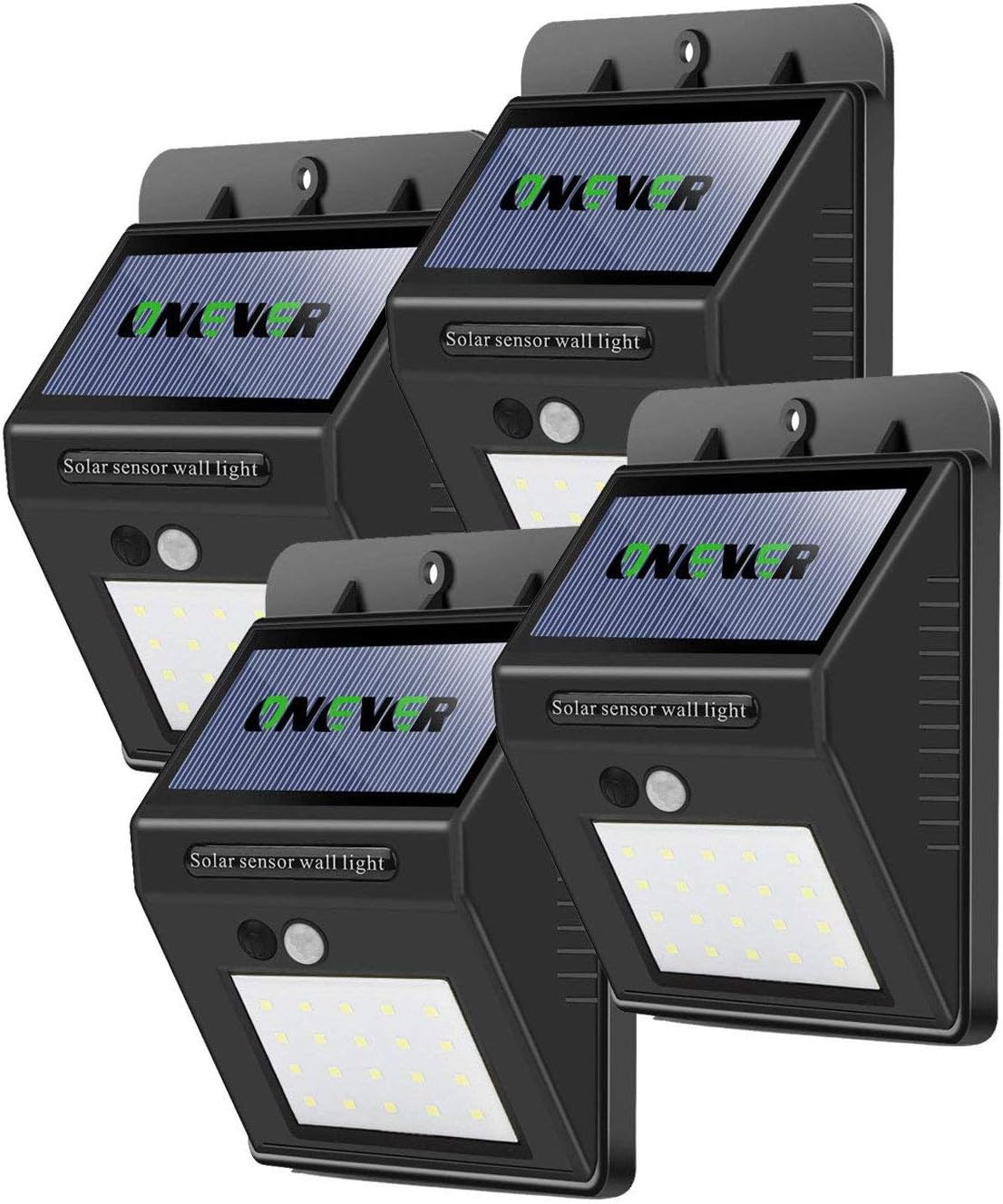 20 LED Security Lights, Solar Human Infrared PIR Motion Sensor Light 3 Intelligient Modes Waterproof Led Outdoor Wall Light for Garden, Fence, Patio, Yard, Walkway, Driveway (20 LED Black, Pack of 4X) [Energy Class A+]