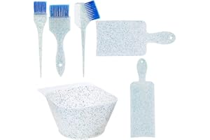 Glamlily 6-Piece Hair Coloring Kit with Brush, Mixing Bowl, and 2 Foiling Boards for Hair Dyeing and Highlighting, Hair Coloring, Tinting, and Bleaching Kit for Women and Girls (Blue)