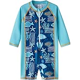 LIBREDGE Baby Boys Swimsuit Long Sleeve Bathing Suit Zipper Bathing Suit Rash Guard Infant Beach Boys' Swimwear