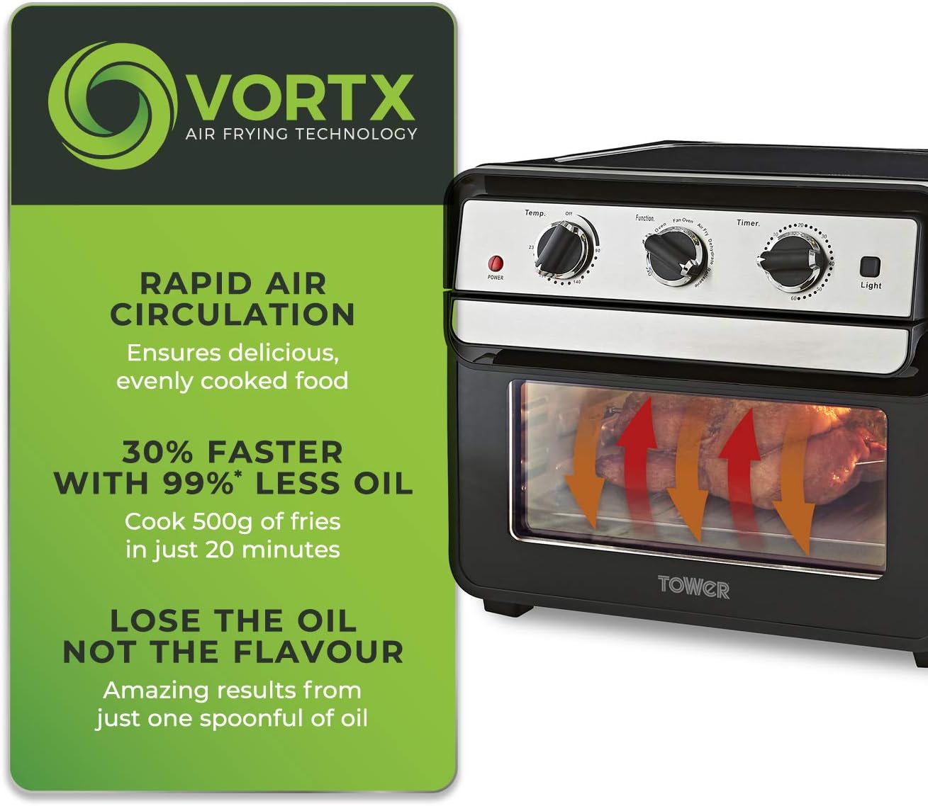 Tower T17058 Air Fryer Oven with Rapid Air Circulation and 60 Minutes