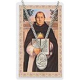 St. Thomas Aquinas 1-inch Pewter Medal Pendant Necklace with Holy Prayer Card