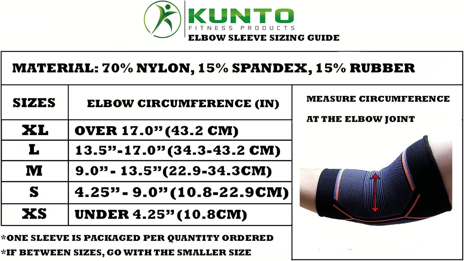 Kunto Fitness Elbow Brace Compression Support Sleeve (Shipped From USA) for Tendonitis, Tennis Elbow, Golf Elbow Treatment - Reduce Joint Pain During Any Activity!: Sports & Outdoors