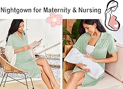 Ekouaer Nightgowns for Women Button Down Sleepshirt