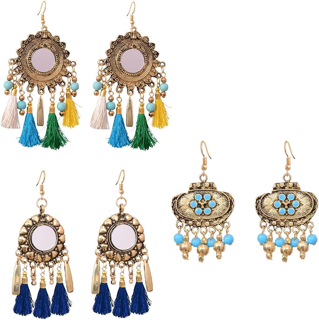 Sitashi Fashion JewelryTrendy Mirror and Tassel Earrings Combo For Girls and Women Combo Pack