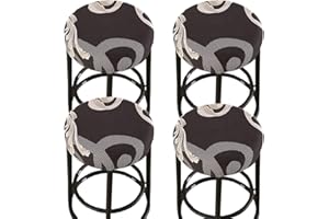 HFCNMY Stool Covers Round,4 Pack Stretch Round Bar Stool Covers Washable Bar Stool Seat Covers Stool Cushion Slipcover Elastic Bar Chair Covers for 13-20 Inch Chair (Black&Gray)