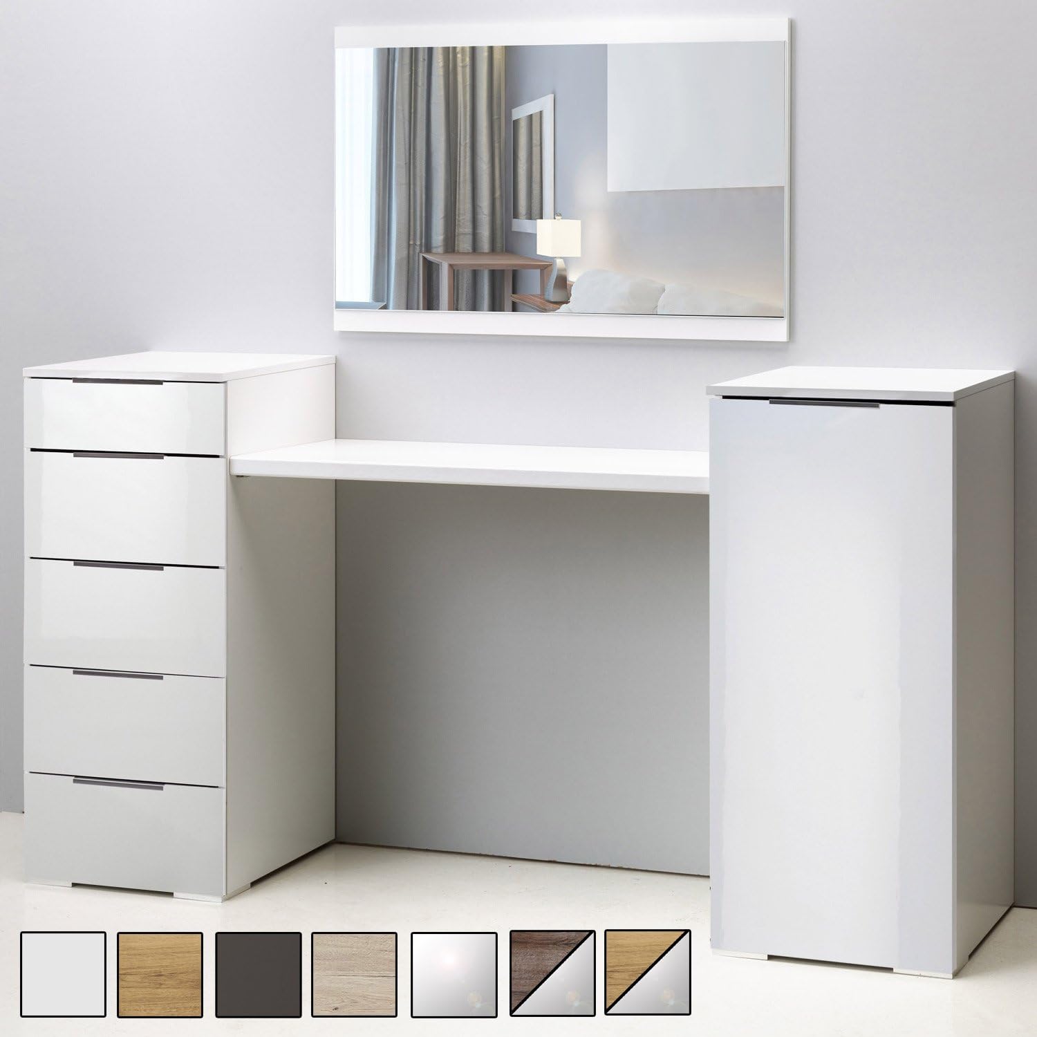 Vario Dressing Table Combination 4Piece HighGloss White Amazon.co.uk