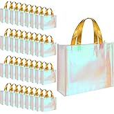Eccliy 60 Pcs Reusable Gift Tote Bags Housekeeping Appreation Grocery Shopping Bag with Handles for Bridesmaid Wedding(Pink)