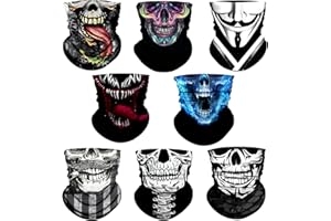 M-YOUNG 8 Pack Neck Gaiter Skull Motorcycle Face Mask for Men Women Face Cover Mask Head Wrap Balaclava Headwear