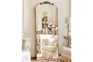 Furnbar Arched Full Length Mirror, 71"x28" Full Body Mirror Freestanding with Carved Metal Frame, Large Floor Mirrors for HomeDecor, Standing Mirrors for Bedroom&Dressing Room, Bronze