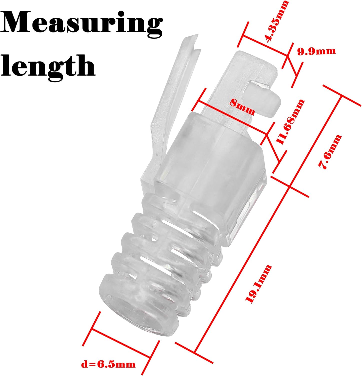 100 Pcs Cat6 RJ45 Boots Cover,GELRHONR RJ45 Strain Relief Cover for Ethernet Cables Ends Plug Connector-Transparent - Image 5