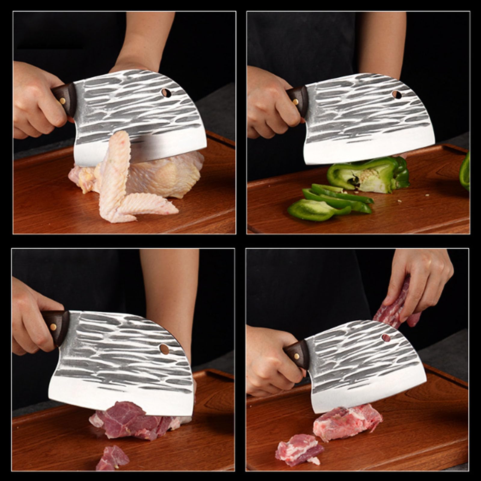 TIANYUE-FONG Meat Cleaver, Professional Chef Knife 6-inch High Carbon Stainless Steel Heavy Duty Butcher Knife for Chopping Meat, Bones & Vegetables, Ergonomic Handle for Chefs & Home Cooking