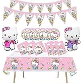 Cute Kitty Party Decorations, Kitty Birthday Decorations include Banner, Balloons, Dinner Plates, Napkins, Tablecloth, Gift bags for Baby Shower Party Supplies