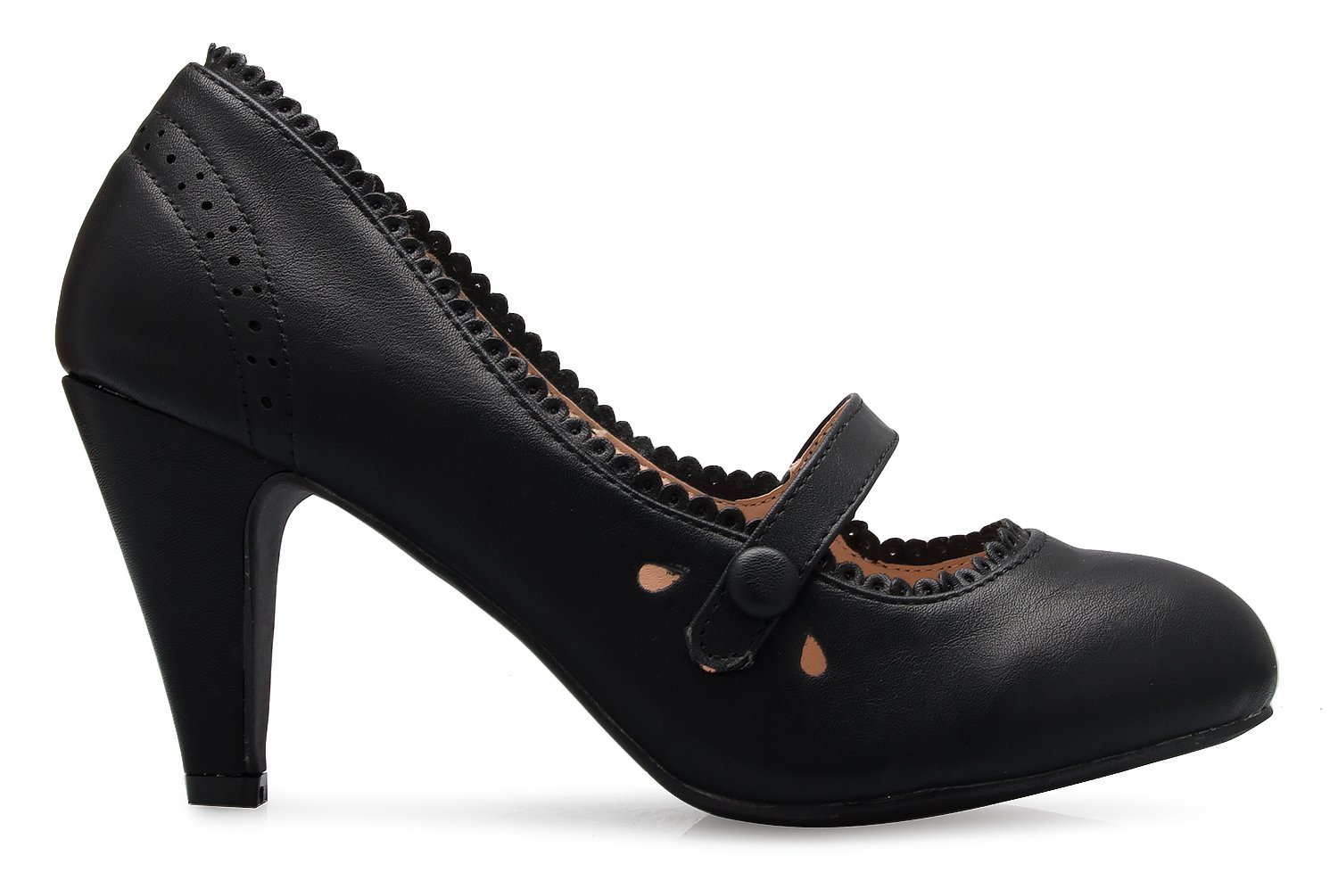Olivia K Women's Classic Round-Toe Platform Pumps Low Block Heel - Adorable, Comfortable, BLACKNB 8.5 - Image 6