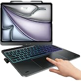 typecase Keyboard Case for iPad Air 13-inch, Trackpad, 360&deg; Rotating | For iPad Air 13" M4/M3/M2, 11‑Color Backlit Keys, Pencil Holder, 7 Modes, Space Gray, for Work, School, Travel, Drawing