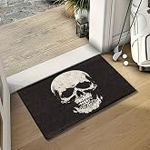 Gothic Door Mat for Front Door Halloween Doormat Outside Entrance with Skull Designs Black Supplies for Porch and Entryway,Indoor Outdoor Home Decor19*31inch