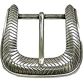 Toxic Jungle 1-3/8 Inch (35mm) Belt Buckle, Western Cowboy Engraved Buckle Replacement for Leather Waist Belt, Chevron Pattern Design, Antique Silver