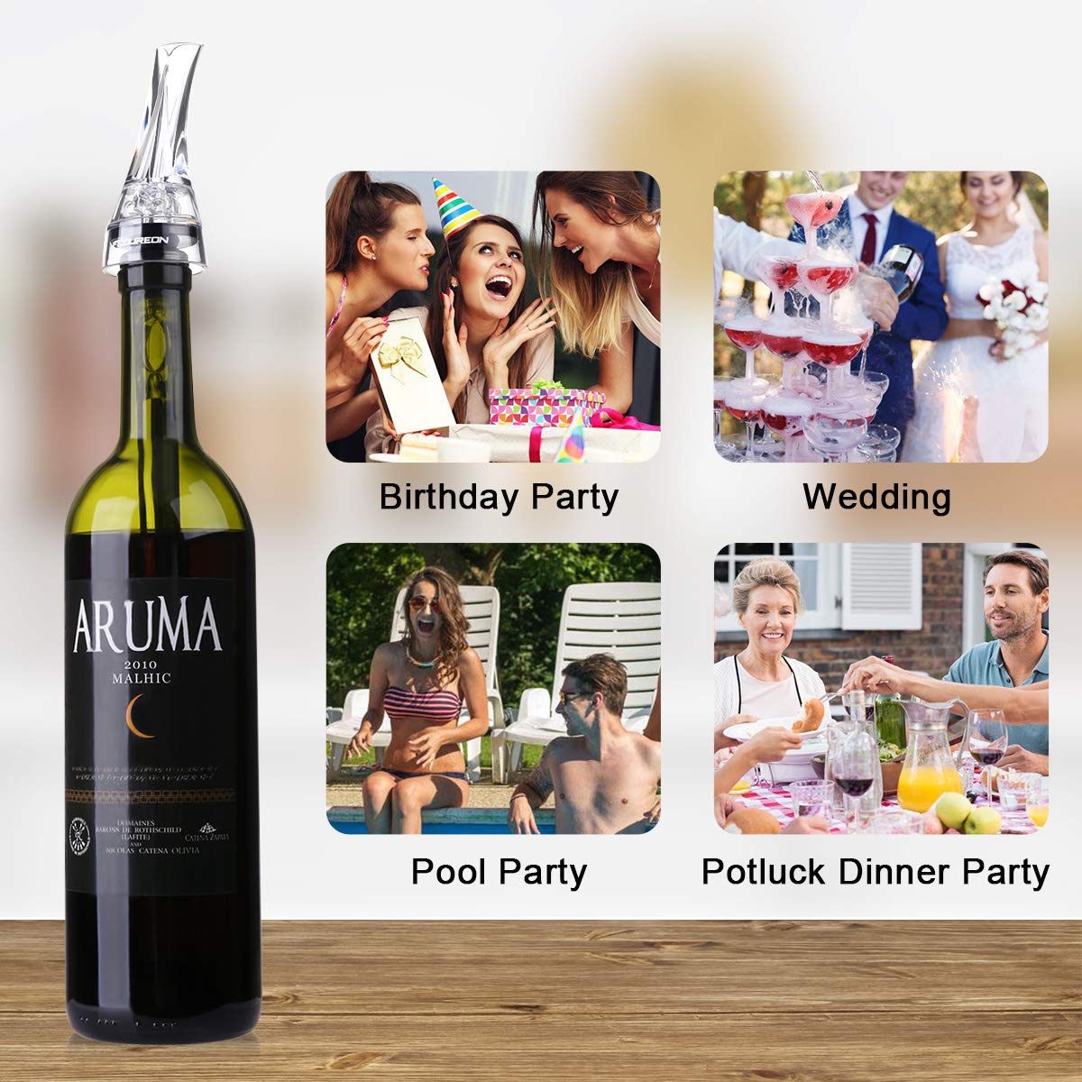 FLOUREON Red Wine Aerator Pourer Quick Aerator Spout Premium Decanter Wine Accessories for Party Christmas Gift